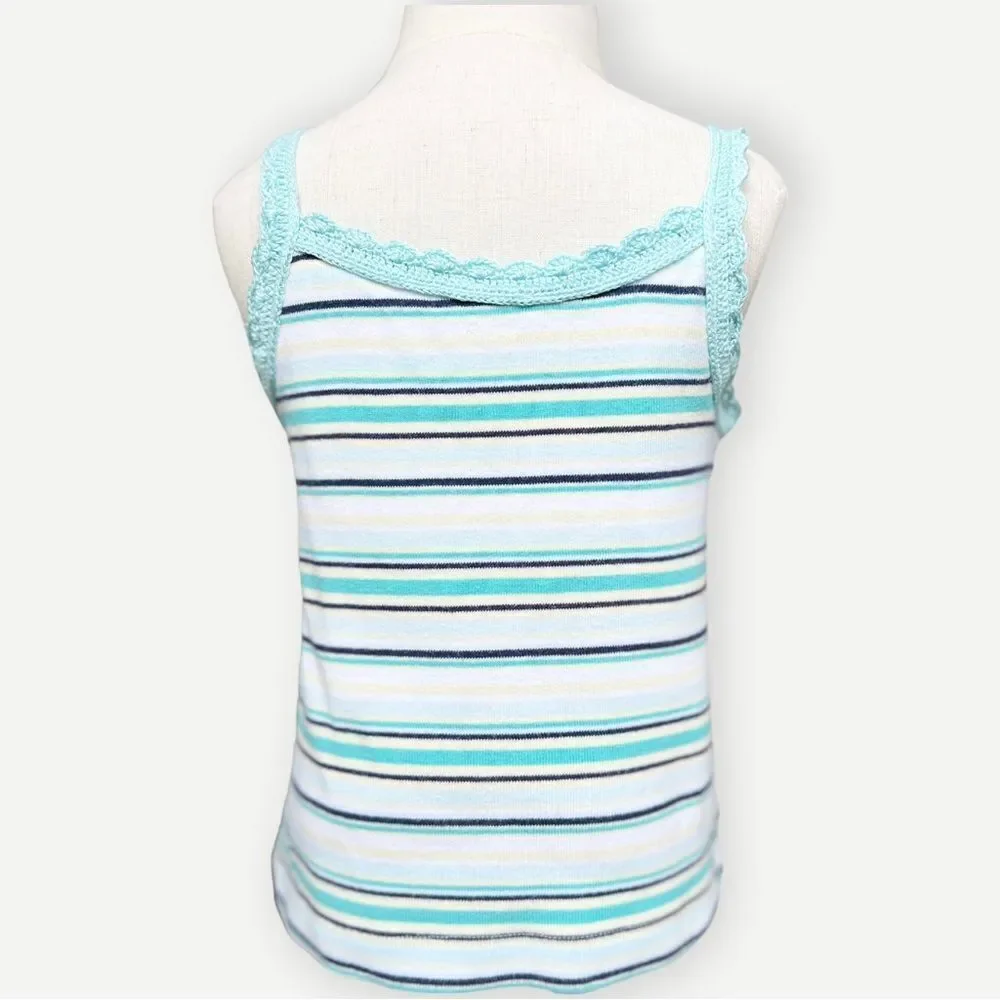 Old Navy Girls Toddler Kids Sleeveless Lace Trim Striped Cotton Tank Top. 4. 4T.